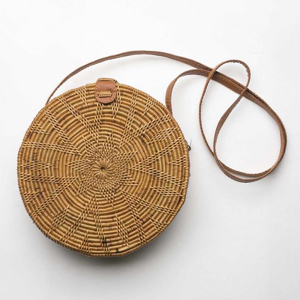 Wicker shopping handle basket purse with lid, Jane Birkin basket, Round ...