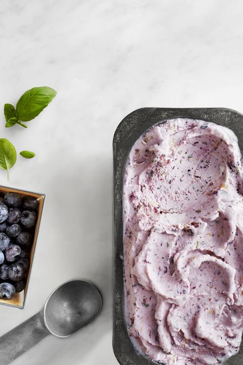 Blueberry Basil Frozen Yogurt with blueberries and fresh basil