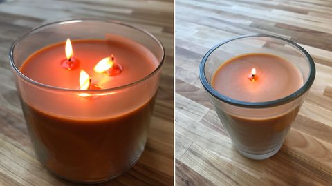 Candle, Lighting, Wax, Orange, Flame, Interior design, Flameless candle, 