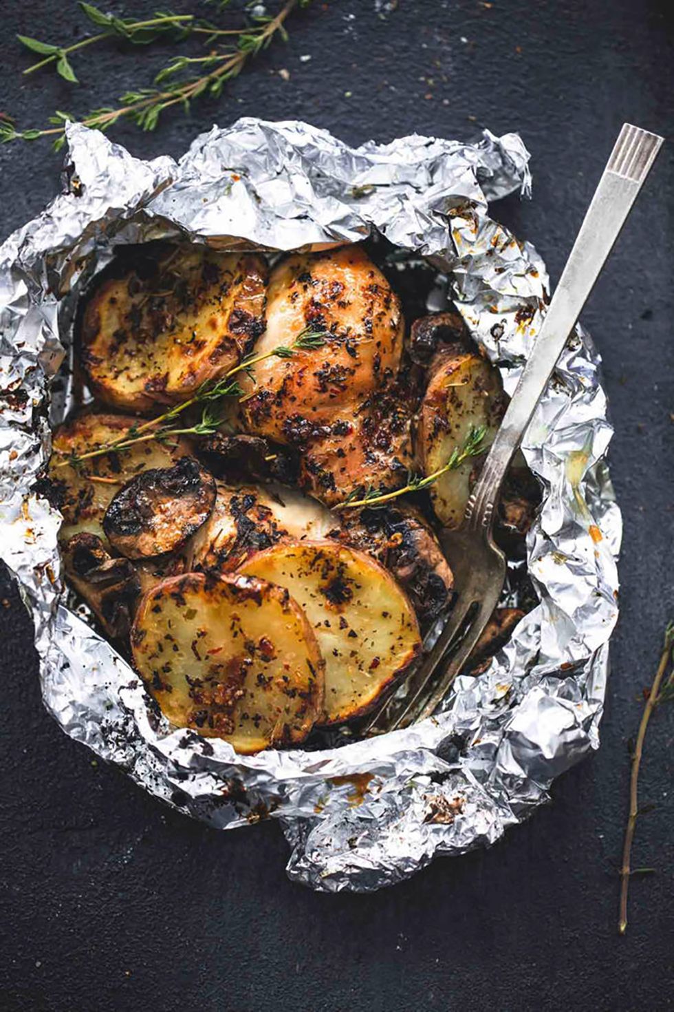 Honey Garlic Chicken Potato Foil Packets (Campfire Chicken)