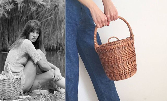 Wicker basket with a handle. Jane Birkin basket. A wicker ba