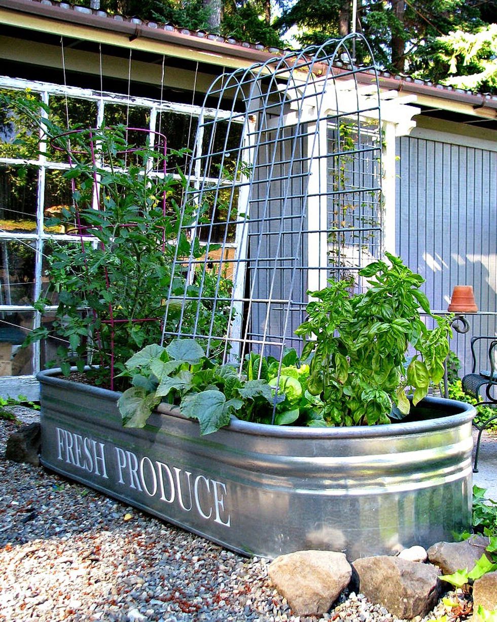 DIY Stock Tank Garden Tool Storage Container