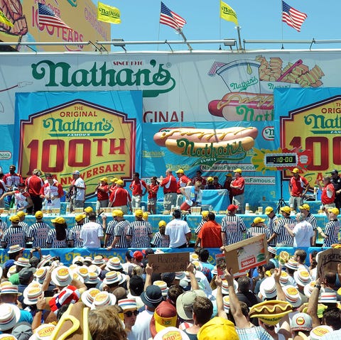 new york, ny july 04 atmosphere at the 2016 nathans famous 4th of july international hot dog eating contest at coney island on july 4, 2016 in new york city photo by bobby bankwireimage