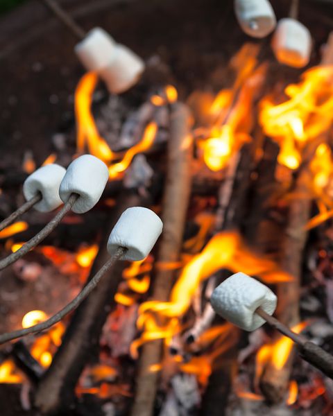 marshmallows being roasted over an open fire