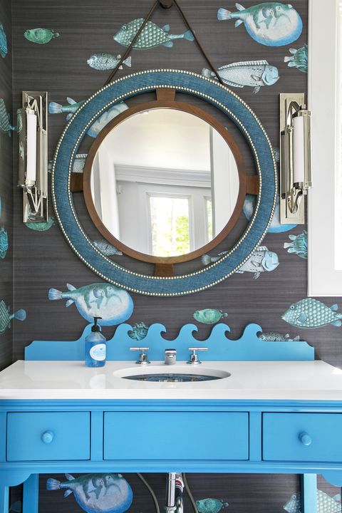 Blue, Room, Bathroom, Mirror, Turquoise, Interior design, Property, Aqua, Azure, Turquoise, 