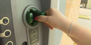 Lock, Door handle, Green, Door, Hardware accessory, 