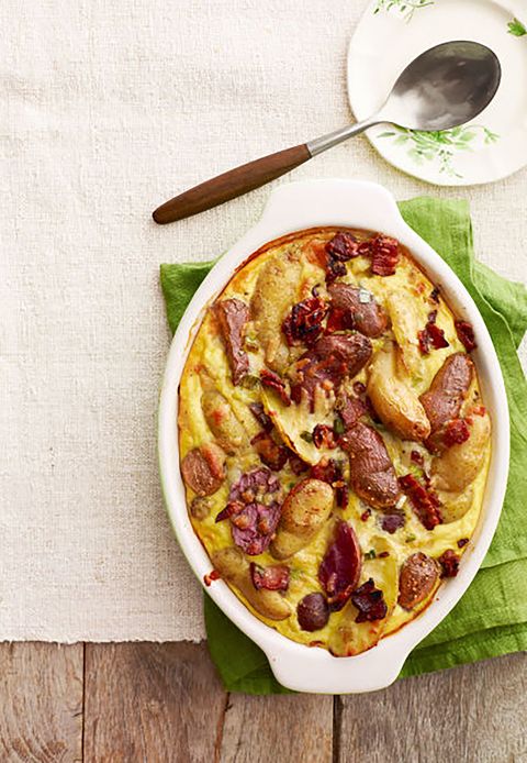 potato and manchego casserole with maple bacon