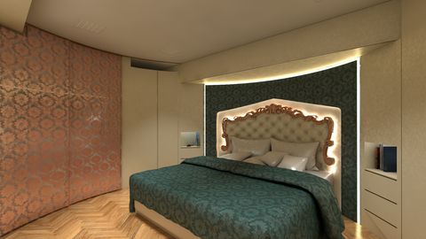Interior design, Bed, Room, Brown, Floor, Wood, Property, Wall, Flooring, Textile, 