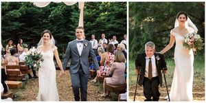 Photograph, Bride, Wedding dress, Dress, Ceremony, Bridal clothing, Wedding, Event, Gown, Woodland, 