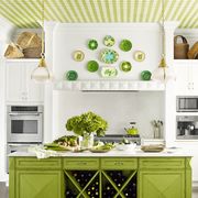 Green, Room, Yellow, Interior design, White, Floor, Ceiling, Line, Kitchen, Home, 