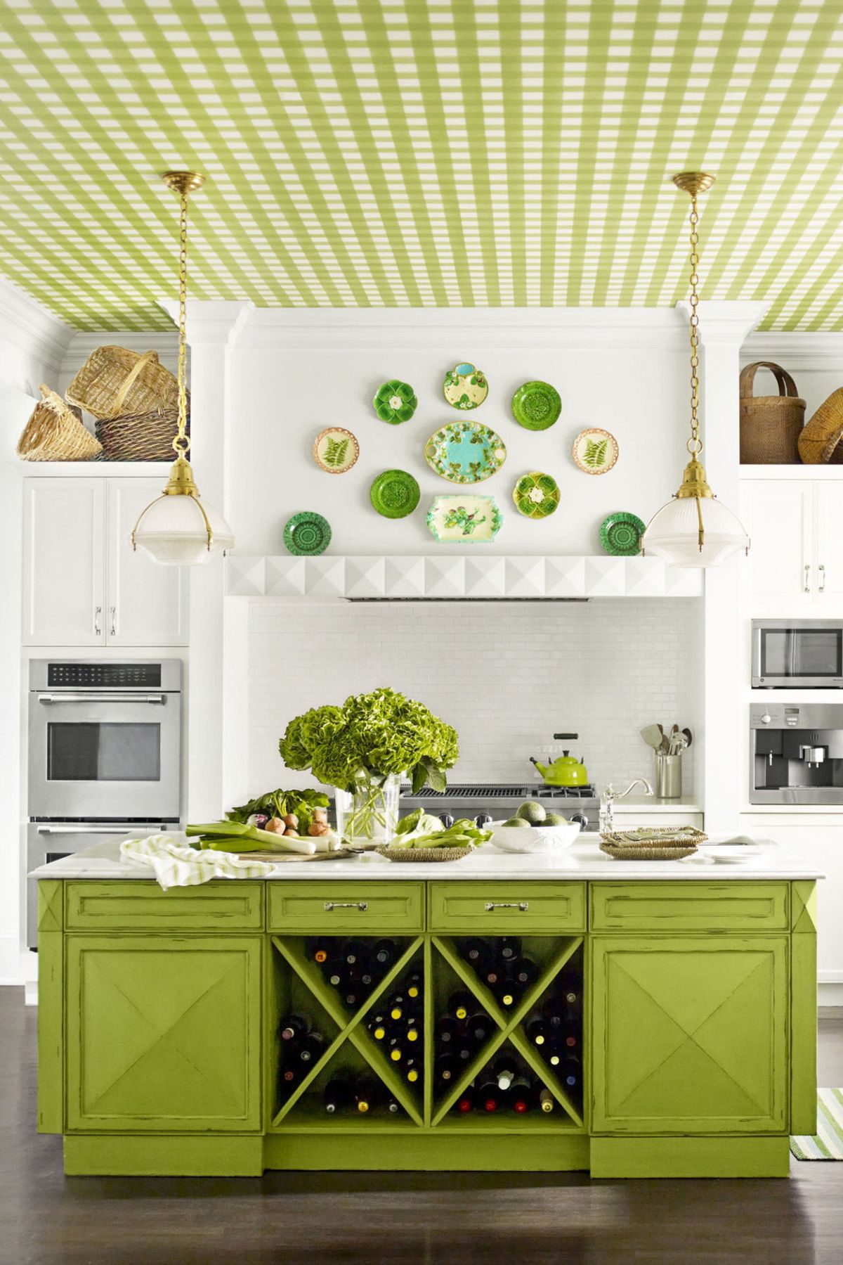 Green, Room, Yellow, Interior design, White, Floor, Ceiling, Line, Kitchen, Home, 