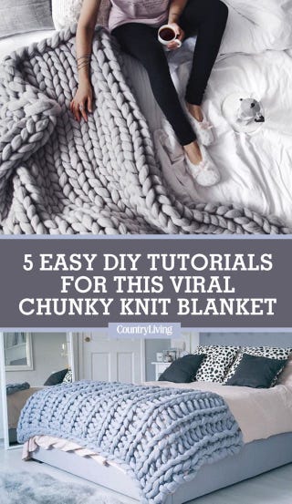 knitting blanket tutorials how to make large chunky blanket