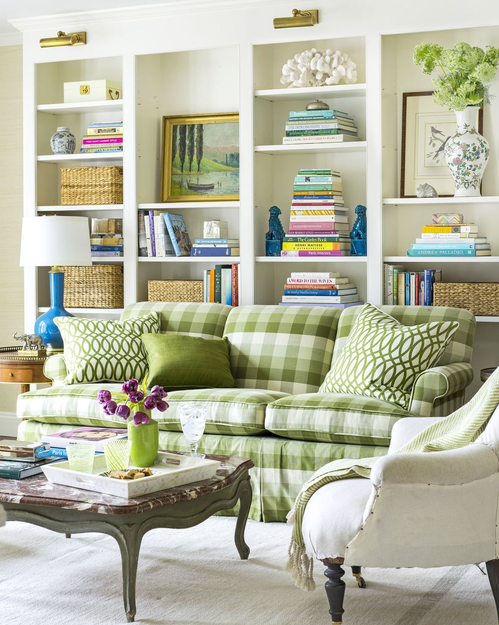 green and white living room