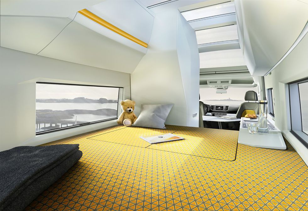 Yellow, Interior design, Room, Floor, Architecture, Building, Ceiling, Flooring, Furniture, Daylighting, 