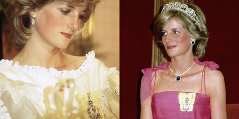 <p>During formal occasions, Diana often wore a brooch pinned to her dress. If you look closely, you'll notice that it's an image of Queen Elizabeth. This brooch's official name is the Family Order of Queen Elizabeth, and is bestowed on certain female members of the royal family. The image depicts a young queen wearing evening attire, and is painted on ivory, bordered with some casual diamonds, and set in silk. It's meant to be worn on the left shoulder—and before you ask, no, Kate Middleton has not been given the honor as of yet.&nbsp;<a href="http://www.dailymail.co.uk/tvshowbiz/article-4167626/Naked-Kate-verge-getting-gong.html" target="_blank" data-tracking-id="recirc-text-link">Rumor has it</a>&nbsp;she could get it this year for her work on mental health.&nbsp;<span class="redactor-invisible-space" data-verified="redactor" data-redactor-tag="span" data-redactor-class="redactor-invisible-space"></span></p>