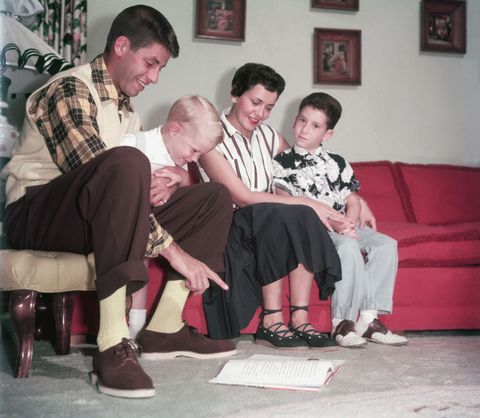 Jerry Lewis and Patti Palmer, circa 1960, with their sons Gary and Ronald.