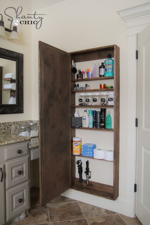 25 Best Bathroom Organization Ideas, Wall Mounted Bathroom Vanity And Accessory Shelf For Makeup Toiletries