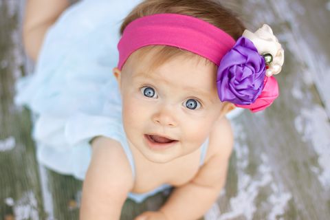 Child, Hair accessory, Photograph, Pink, Clothing, Baby, Toddler, Headband, Head, Purple, 