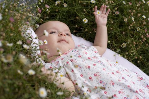 Child, People in nature, Baby, Grass, Skin, Pink, Spring, Botany, Cheek, Toddler, 