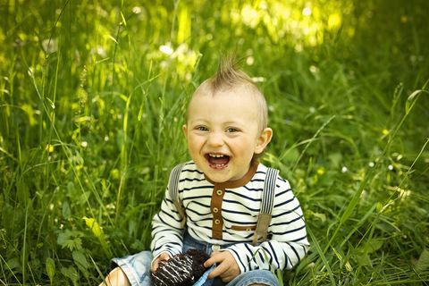 Child, People in nature, Photograph, Grass, Green, Facial expression, People, Toddler, Happy, Portrait, 
