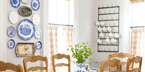 Blue, White, Room, Interior design, Blue and white porcelain, Furniture, Porcelain, Living room, Wall, Table,