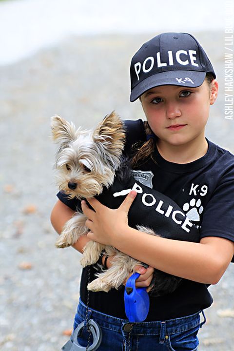 matching dog and kid costume police