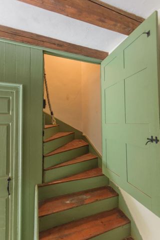 Stairs, Room, Wall, Wood stain, House, Building, Door, Wood, Handrail, Hardwood, 