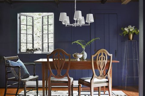 Dining room, Room, Furniture, Table, Interior design, Kitchen & dining room table, Lighting, Chandelier, Chair, Windsor chair, 