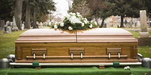 Grass, Tree, Furniture, Funeral, Table, Wood, Ceremony, Architecture, House, Coffin, 