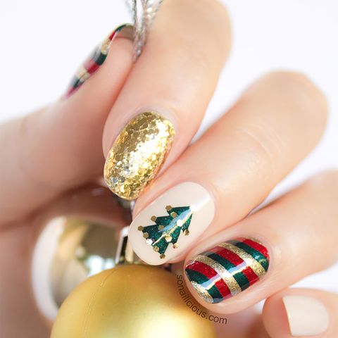 mix match christmas nail art