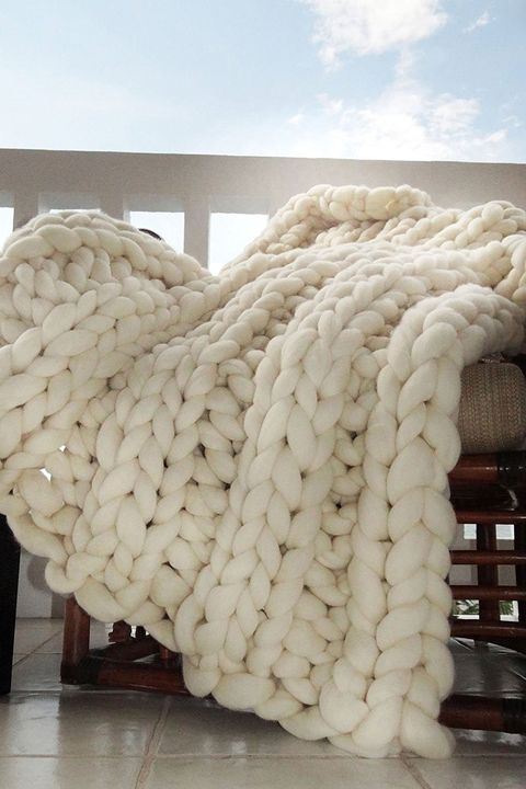 White chunky knit blanket Chunky knit throw White knit | Etsy