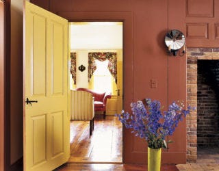 Brick hearth and kitchen