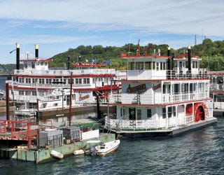 River Boats Docked Along the St Croix River Between Minnesota and Wisconsin