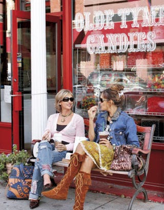 Relaxing Outside of Tremblay's Olde Tyme Candies in Stillwater, MN