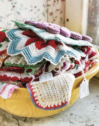 A Display of Vintage Knitted Doilies