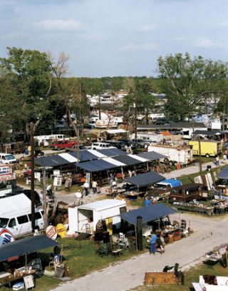 view of flea market from above