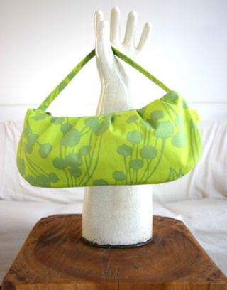 lime green floral purse
