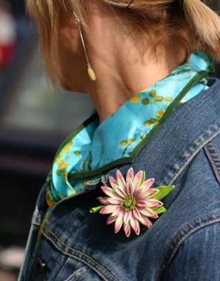 turquoise floral print silk shirt with denim jacket