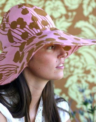 pink and brown sun hat