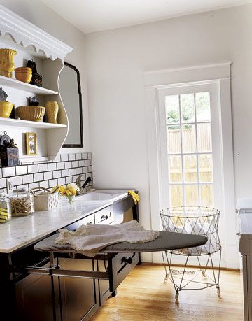 Discreet Ironing Board Slides Into Custom Drawer