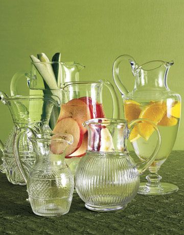 glass pitchers with fruit