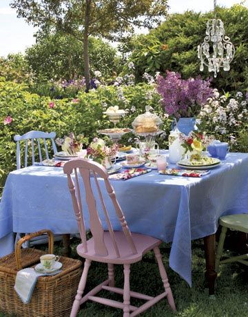 outdoor table set for tea party