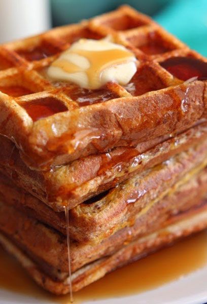 Homemade Belgian Waffles With Whipped Cream - Creme De La Crumb