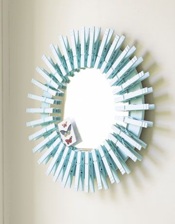 circular mirror made of clothespins