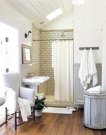 Painting Tile White Bathroom With Wood Floor