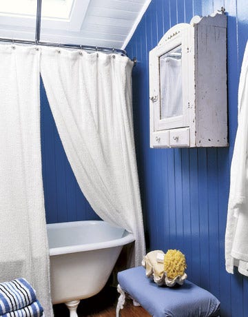 Bold Blue Bathroom blue bathroom with white accents