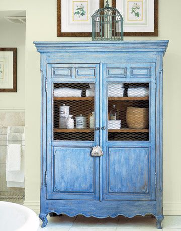 Armoire in bathroom