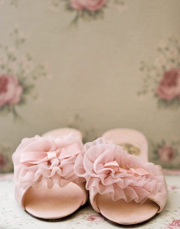pink slippers with tulle