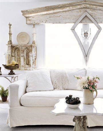 living room with a white sofa