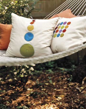 polka dot pillows in a hammock